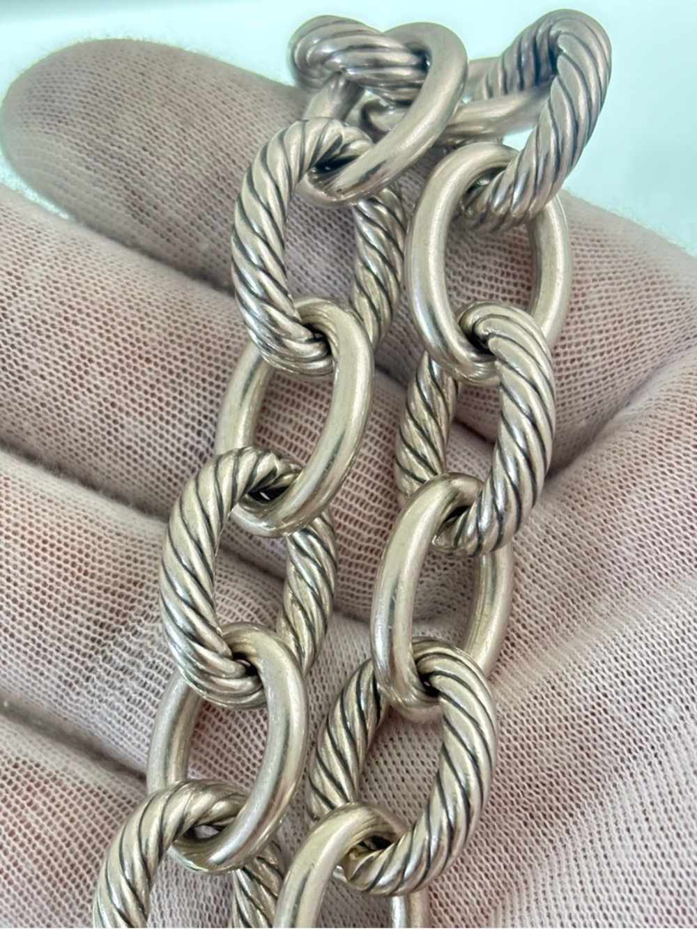 David Yurman Sterling silver XL Oval Link Chain Bracelet 7-7.5" - Picture 5 of 9